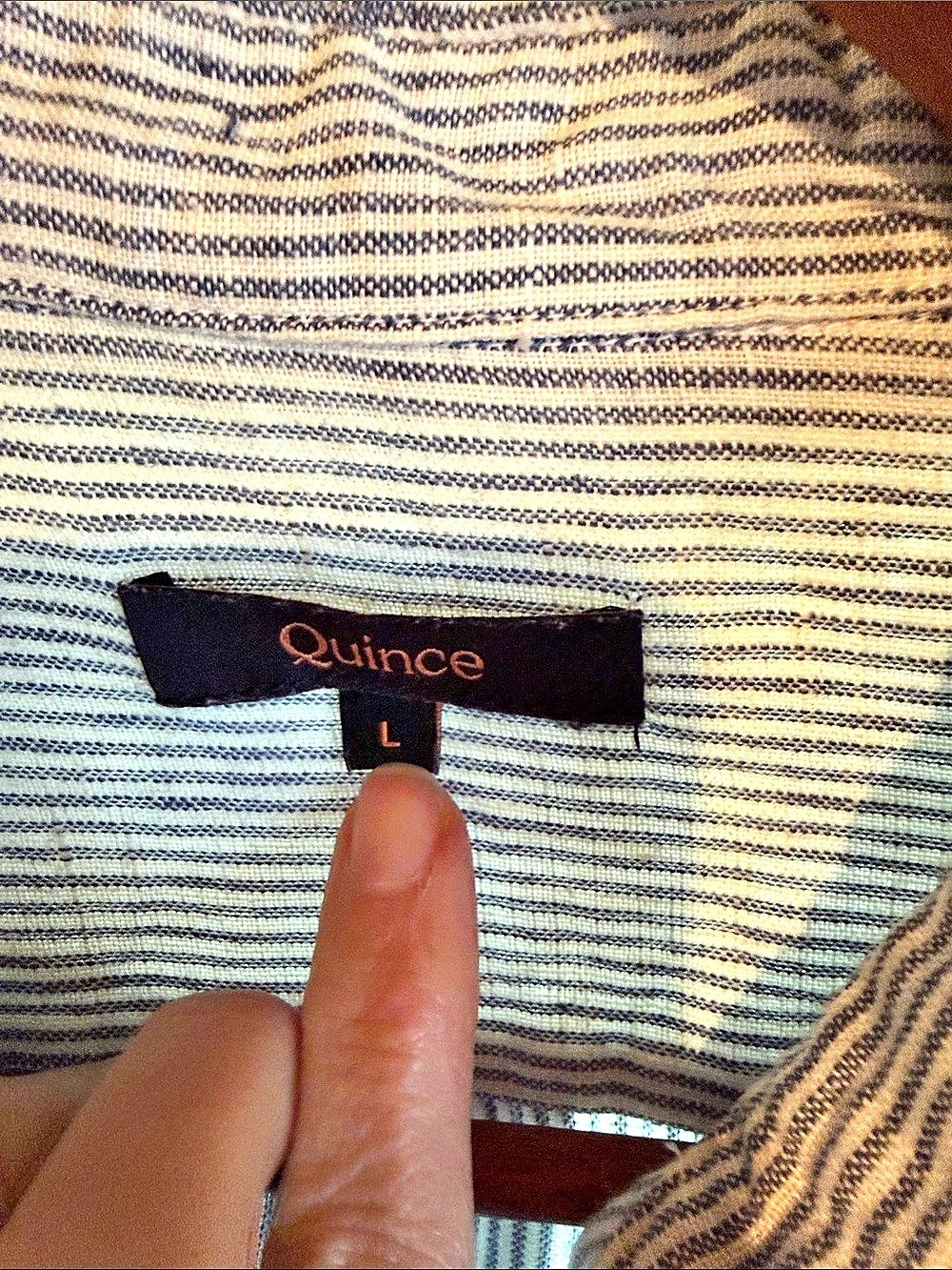 Quince European Linen Long Sleeve Shirt Blue & White Large